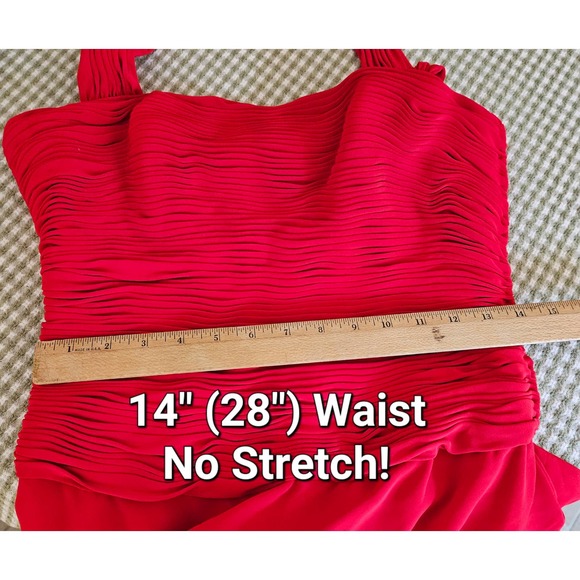 Size 10 Niteline Della Roufogali Red Halter Strap Ruched Bodice Elegant Formal - Picture 16 of 16